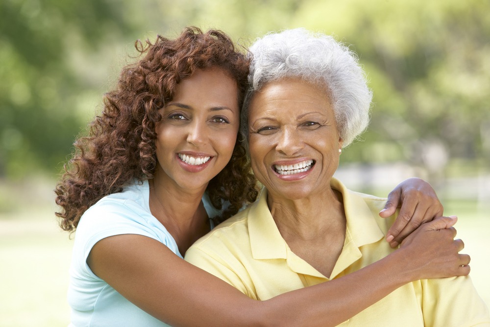 Senior Woman With Adult Daughter In Park